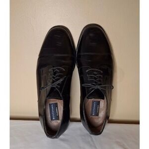 Bostonian Classics Mens 11.5 W Black Leather Cap Toe Derby Shoes 20390